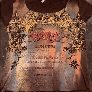 Susan Lawrence Brown and Gold Paris Graphic Tee